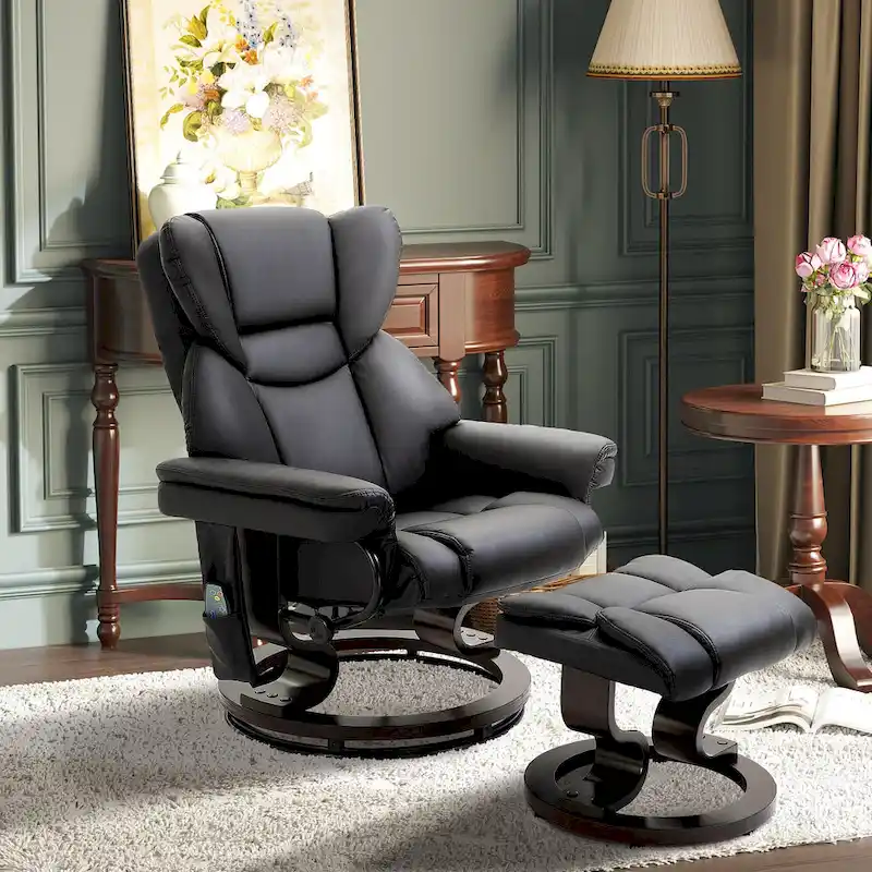 HOMCOM Massage Recliner Chair with Ottoman Footrest