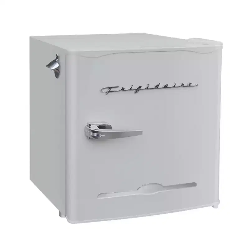 Frigidaire 1.6 cu ft Retro Fridge With Side Bottle Opener Moonbeam: Compact Dorm & Skincare Refrigerator-Freezer, Manual Defrost