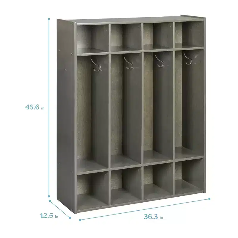 ECR4Kids Streamline 4-Section Coat Locker with Cubby Storage, Classroom Furniture