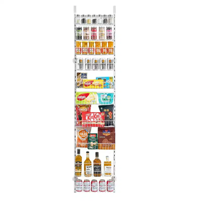 VEVOR Over the Door Pantry Organizer, 10-Tier Pantry Organization and Storage, Heavy-Duty Steel Hanging Spice Rack, White