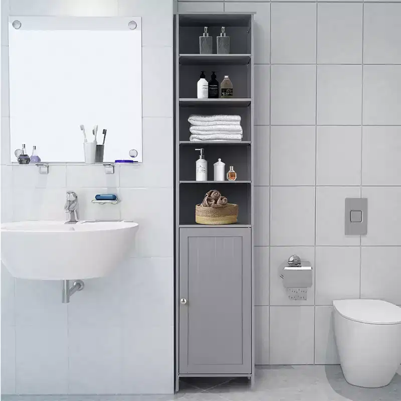 Costway 72''H Bathroom Tall Floor Storage Cabinet Shelving Display Grey\White