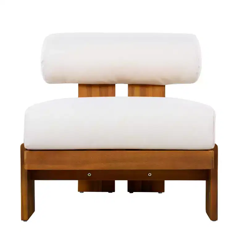 Christopher Knight Home Kavya Modern Acacia Upholstered Patio Club Chairs (Set of 2)