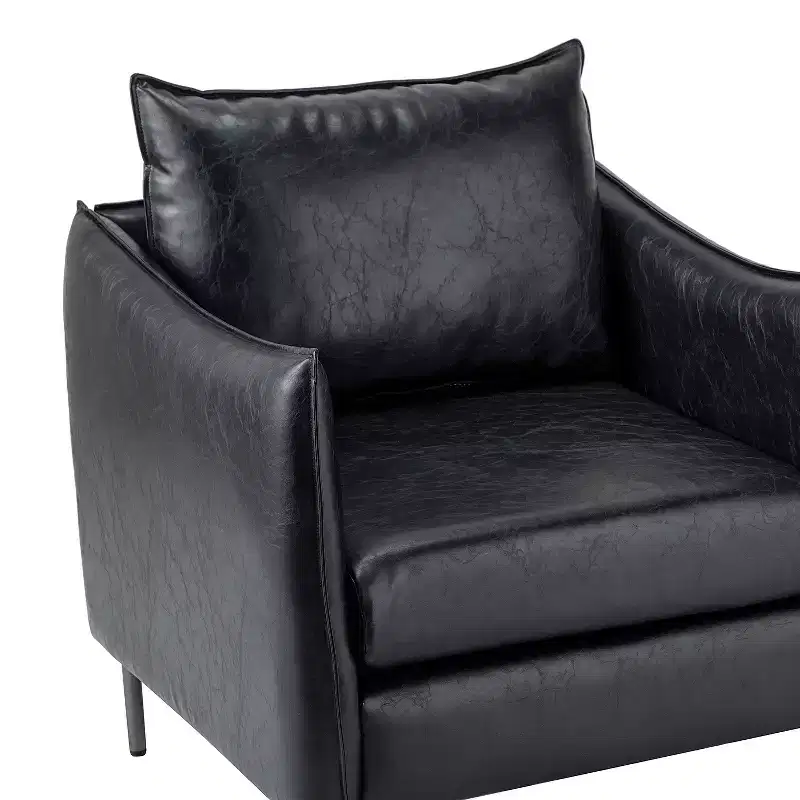 Set of 2 Upholstery Livingroom Vegan Leather Armchair with Metal Legs