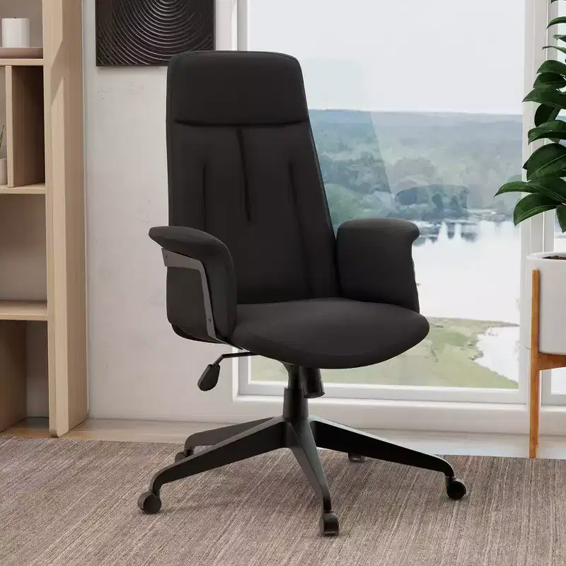 LeisureMod Aiaria Ergonomic Leather High-Back Office Chair  Adjustable Height, Swivel & Tilt, Armrests, Modern Desk Chair for Home Office