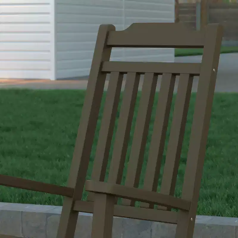 Emma and Oliver All-Weather Rocking Chair in Faux Wood - Patio and Backyard Furniture