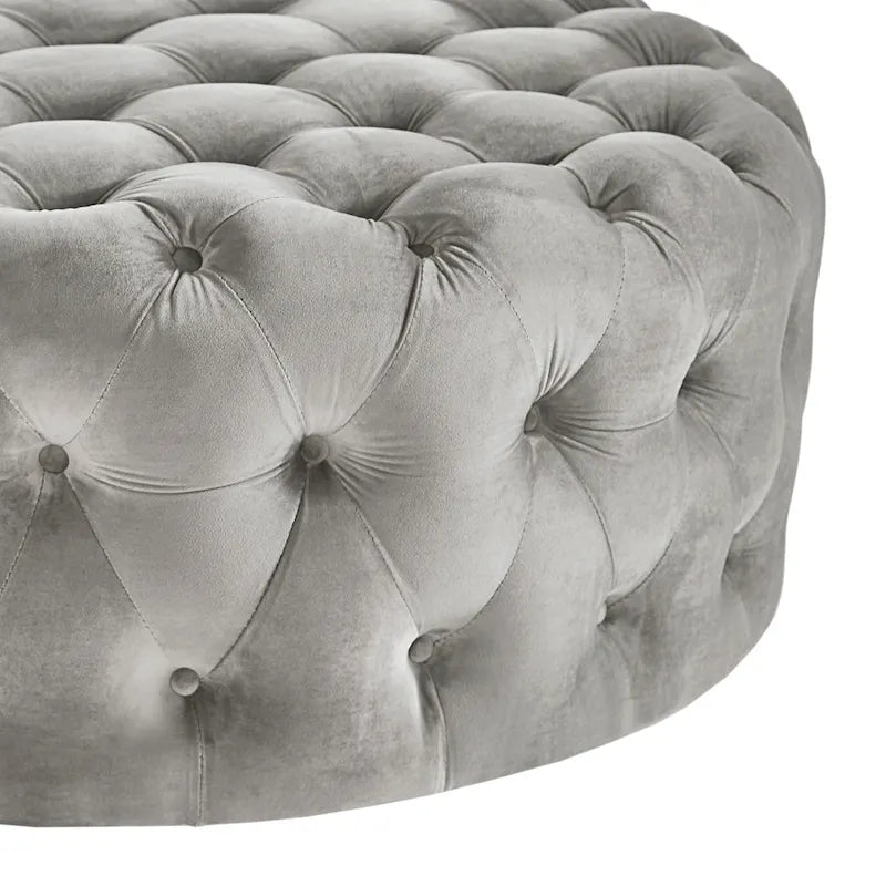 Round Tufted Ottoman with Casters