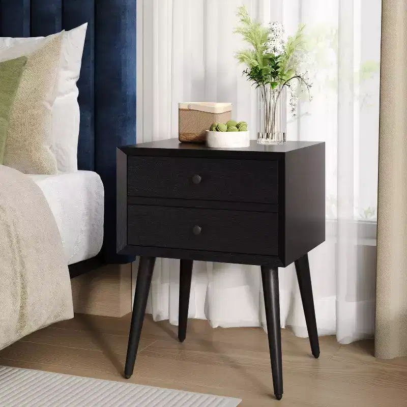 Christopher Knight Home Caesar Mid-Century Modern Acacia Wood Nightstand with 2 Drawers