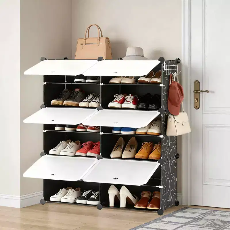 6-Layer Shoe Storage Cabinet with Door – Stackable, Detachable, Dustproof, MDF