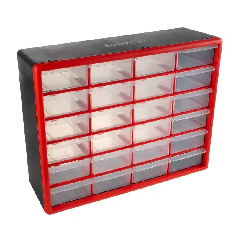 24-Drawer Plastic Storage Cabinet & Compartment Organizer – Wall Mount or Desktop