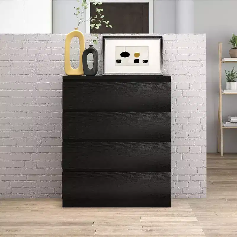 Okak Retro Bedroom Dresser Nightstand with 5 Faux Wood Grain Drawers,Storage Chest Cabinet w Metal Glides for Living Room Hallway Entryway