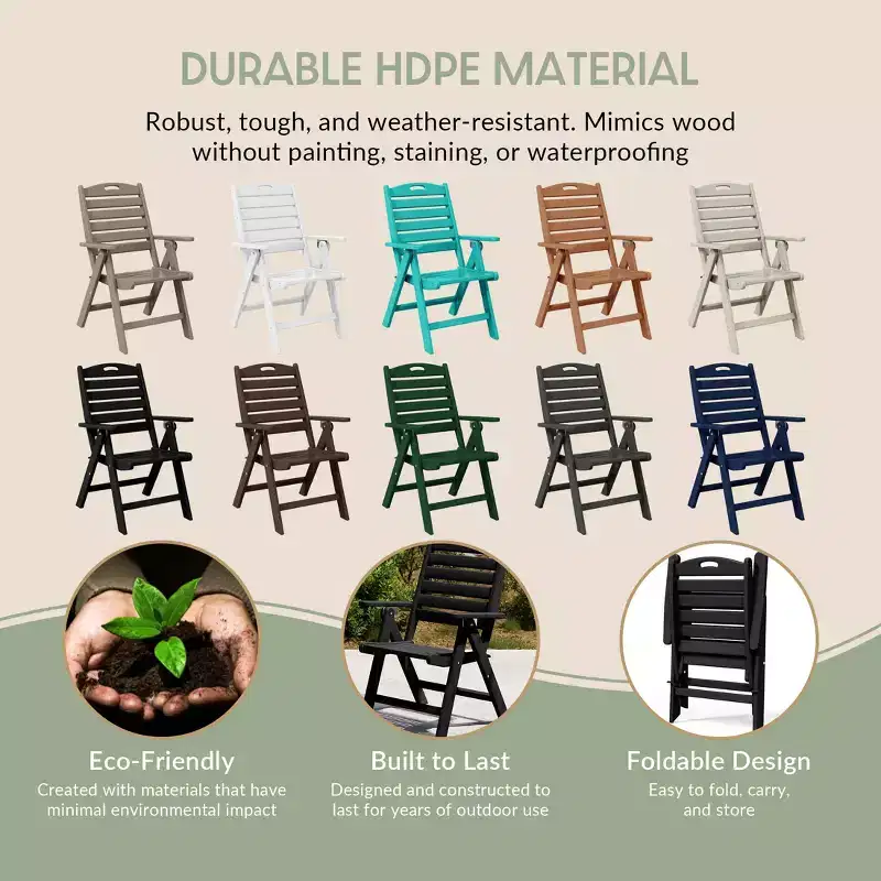 WestinTrends Malibu HDPE Adjustable Highback Folding Patio Dining Chair