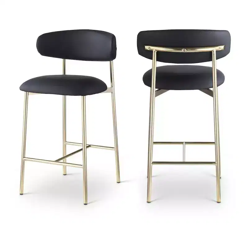Black Vegan Leather Counter Stool