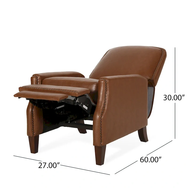 Cavanaugh Upholstered Pushback Recliner with Nailhead Trim by Christopher Knight Home