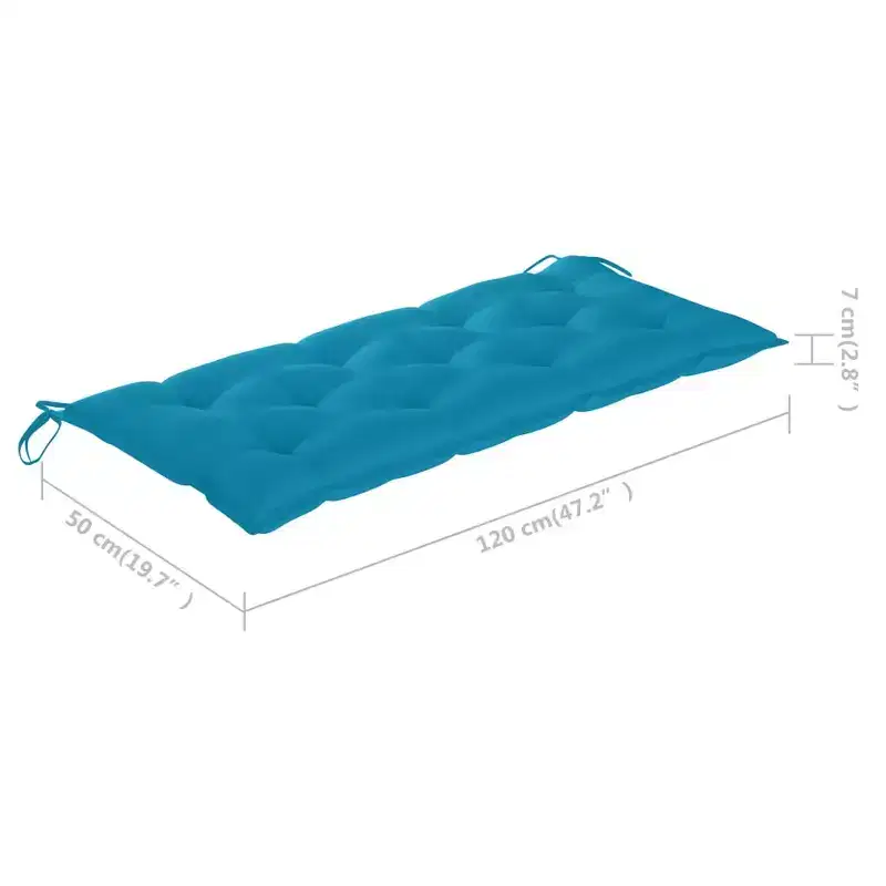 Garden Bench Light Blue Cushion Bamboo, Polyester 46.5 in