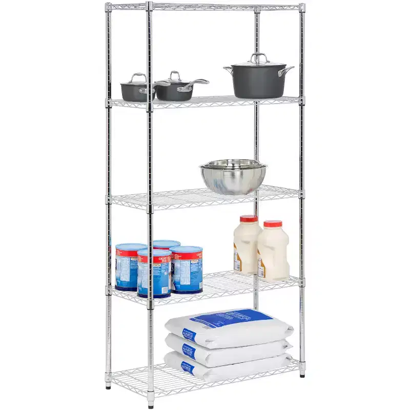 Honey-Can-Do 18 x 36 x 72 5 Tier Organizing Shelf Chrome: Wire Shelving, Steel, 350 lb Capacity, Universal Storage