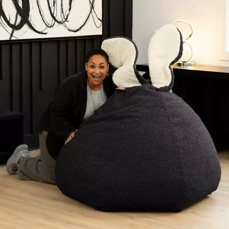 Raven-Symon Home HopSeat Bunny Oval Shaped Large Bean Bag Chair with Ears
