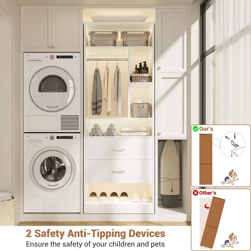 Closet System with 2 Wood Drawers