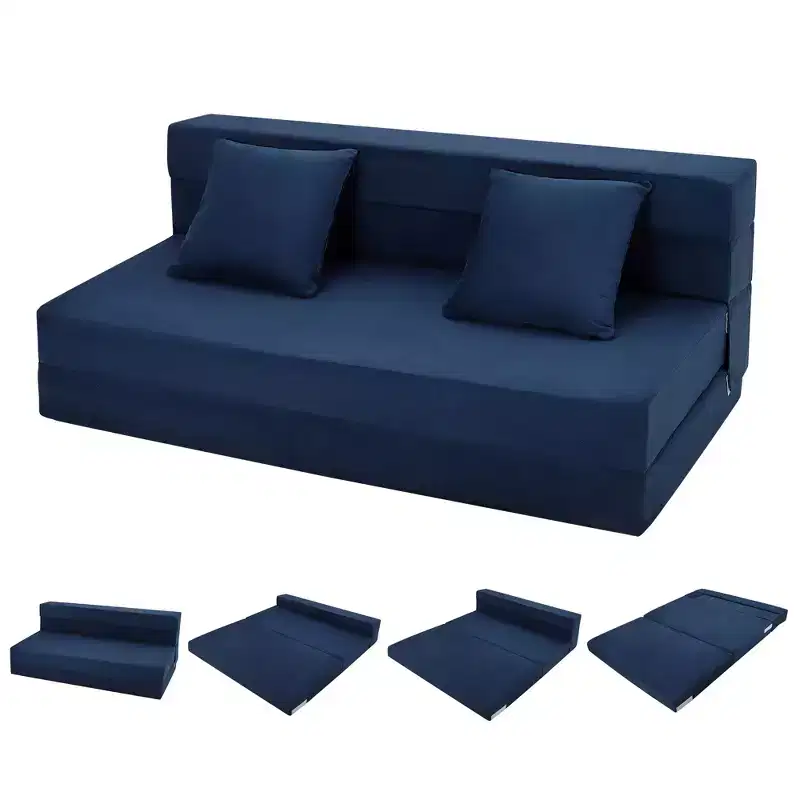 Versatile Convertible Folding Sofa Bed - Double Size 4-in-1 Lazy Floor Futon Couch with Pillows, High-Density Foam, collapsible Sleeper Lounge