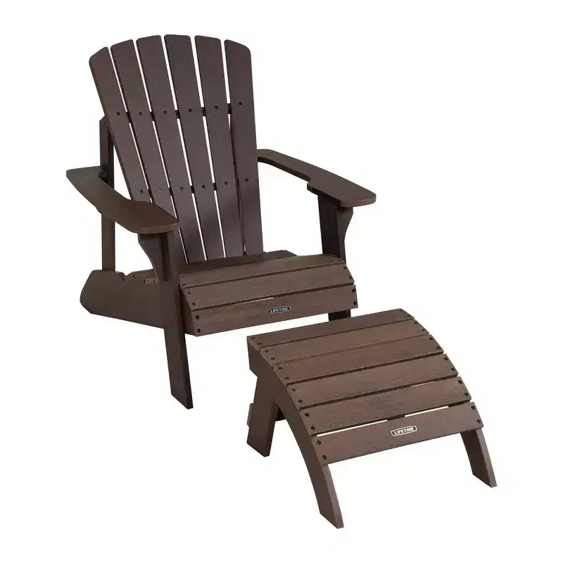 Lifetime Adirondack Chair and Ottoman Set, Rustic Brown (60294)
