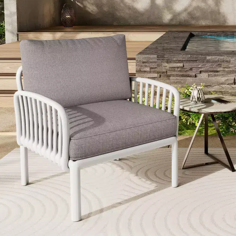 TUYOHW Minimalist Patio Accent Chairs Set of 1/2,UV-resistant Plastic Club Chairs,Waterproof Thick Cushion Seating for Backyard,,400lbs Capacity