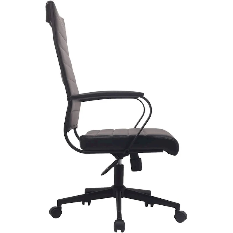 Modern High Back Office Chair Ribbed PU Leather Swivel Tilt Conference Room Computer Desk Cushion Seat Boss