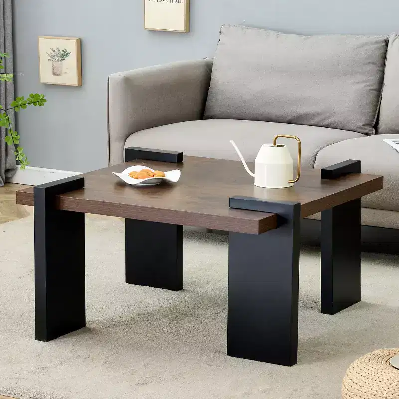 Chic Crate - Stylish Walnut-colored MDF Coffee Table for Modern Minimalist Living Rooms and Leisure Areas, 31.5*31.5*16.6inches