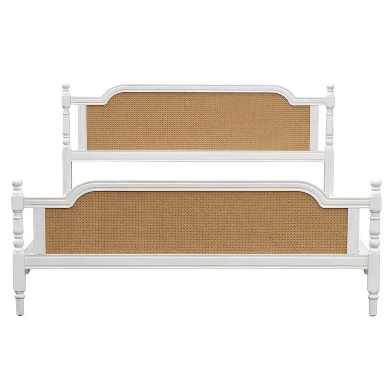 Traditional Style Rattan Bed Frame, No Box Spring Needed
