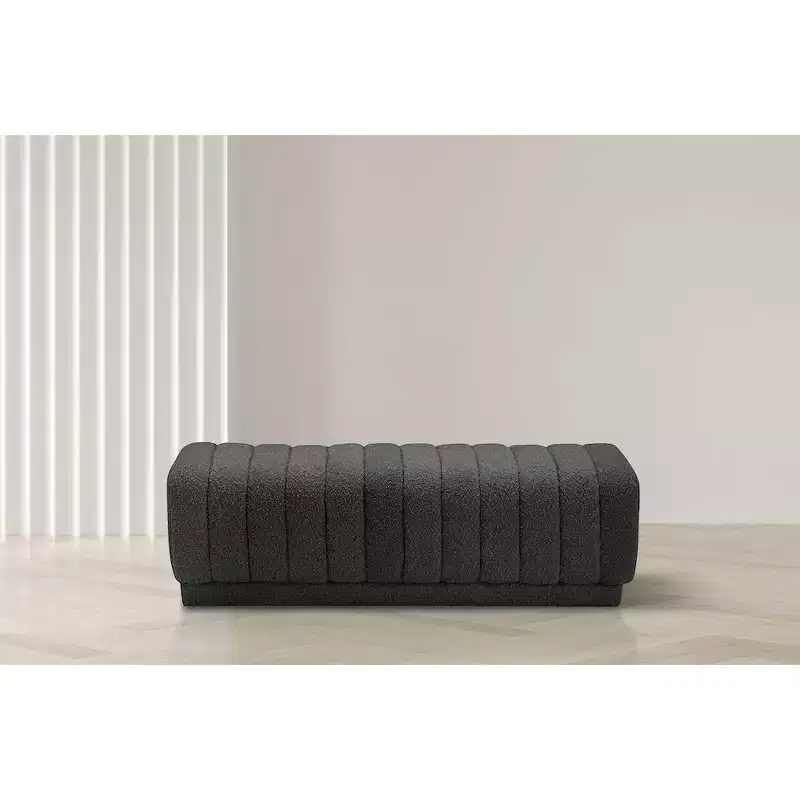 Meridian Furniture,Heathrow Boucle Fabric Ottoman/Bench