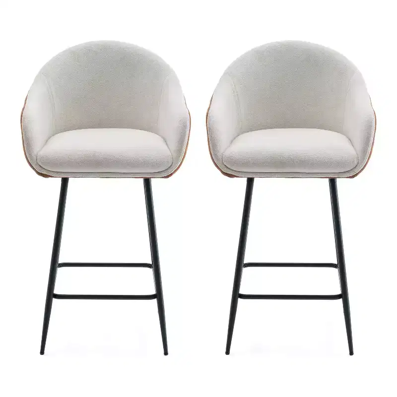 Christopher Knight Home Aveline 26.5'' Modern Upholstered Bar Stools with Metal Legs (Set of 2)