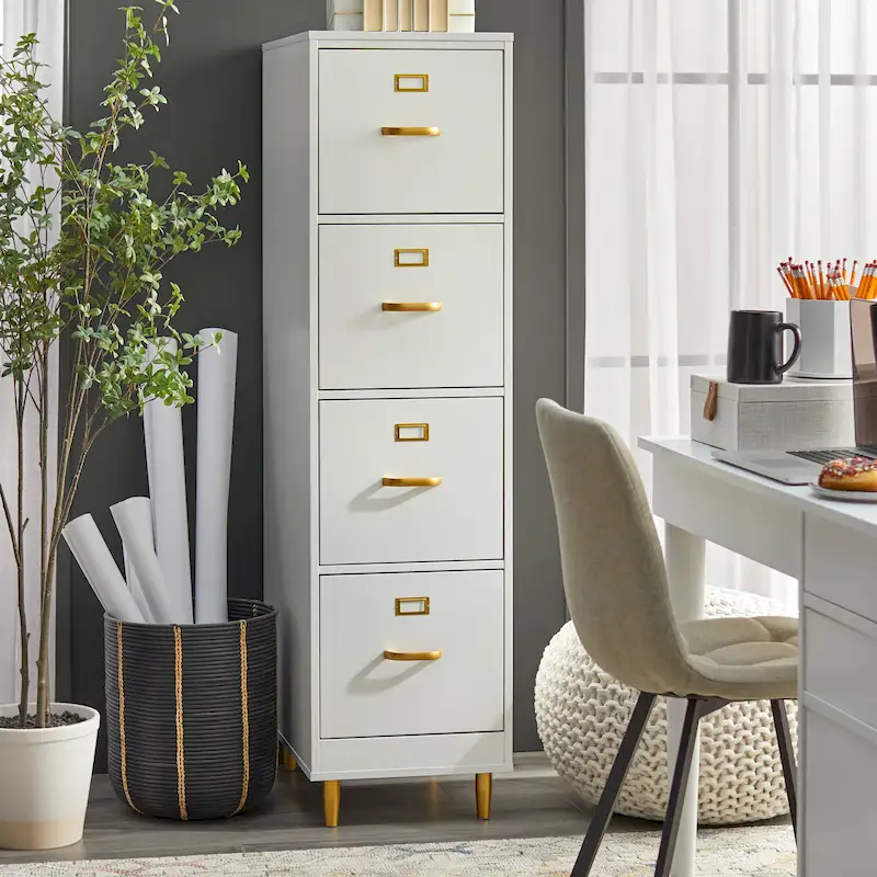 White 4-Drawer Filing Cabinet for Home Office