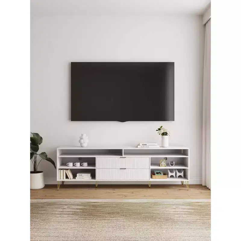 Manhattan Comfort 85" Dumbo TV Stand for TVs up to 80" White