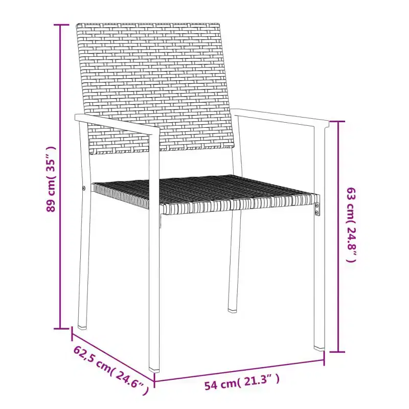 vidaXL Garden Chair Set of 6 PE rattan, powder-coated steel Medium