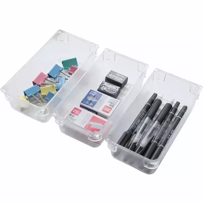 Basicwise Clear Plastic Set of 3 Drawer Organizers