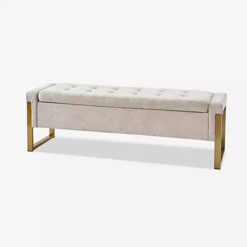 Octavio 55.3 w Modern Upholstered Flip Top Storage Bench with Metal Legs|ART OF LIVING DESIGNS