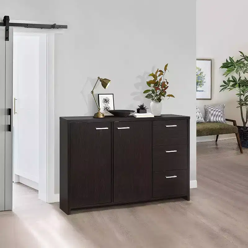 Sideboard Buffet Storage Cabinet for Kitchen Dining Room Entryway, Oak Chocolate