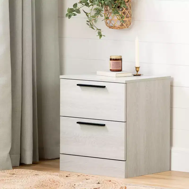 2-Drawer Nightstand with Metal Glides