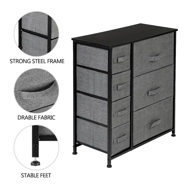 7-Drawer Dresser Storage Tower – Grey