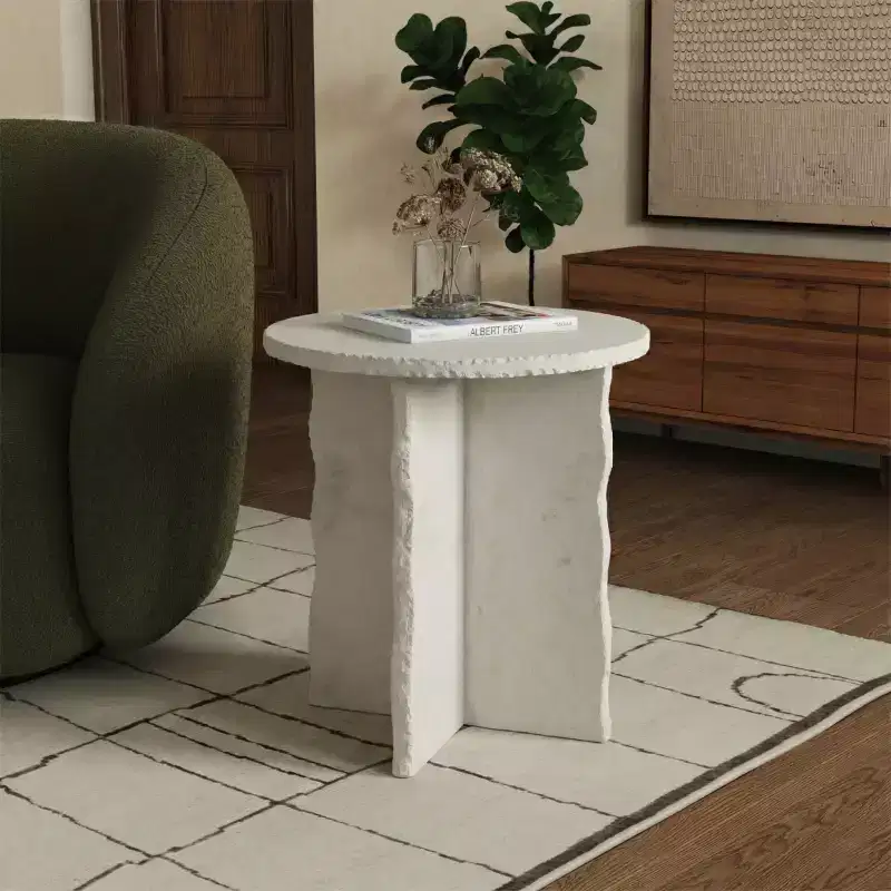 Raybrook Stone Accent Table - SFV5785 - Off White - Safavieh Couture