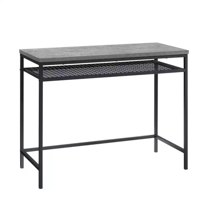 TUYOHW Modern 40 Writing Desk,Home Office Desk with Adjustable Lower Grid Shelf,Metal Frame,Wooking Desk for Home Office,Study,Small Spaces,Gray