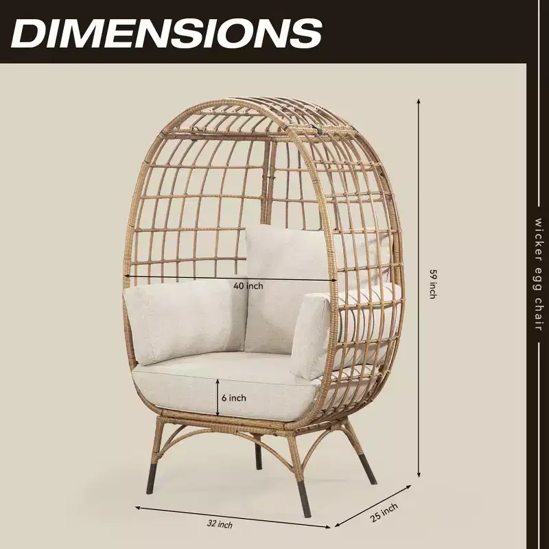 UPTIOT Egg Patio Chair with Cushions