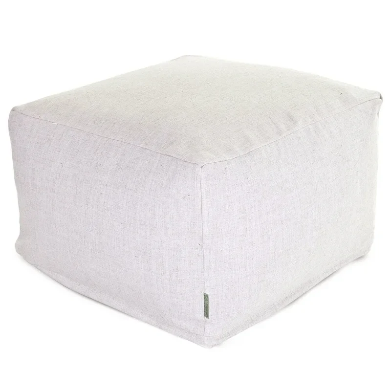 Indoor Poly Linen Square Ottoman Pouf | 27x27x17 Inch | Wales Pattern