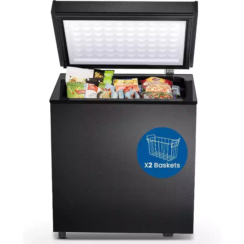 ZAFRO 1.8 Cu.ft Chest Freezer, Compact Deep Freezer with 2 Baskets & Adjustable Temp, Top Open Door for Home, Dorm,Kitchen,Bar