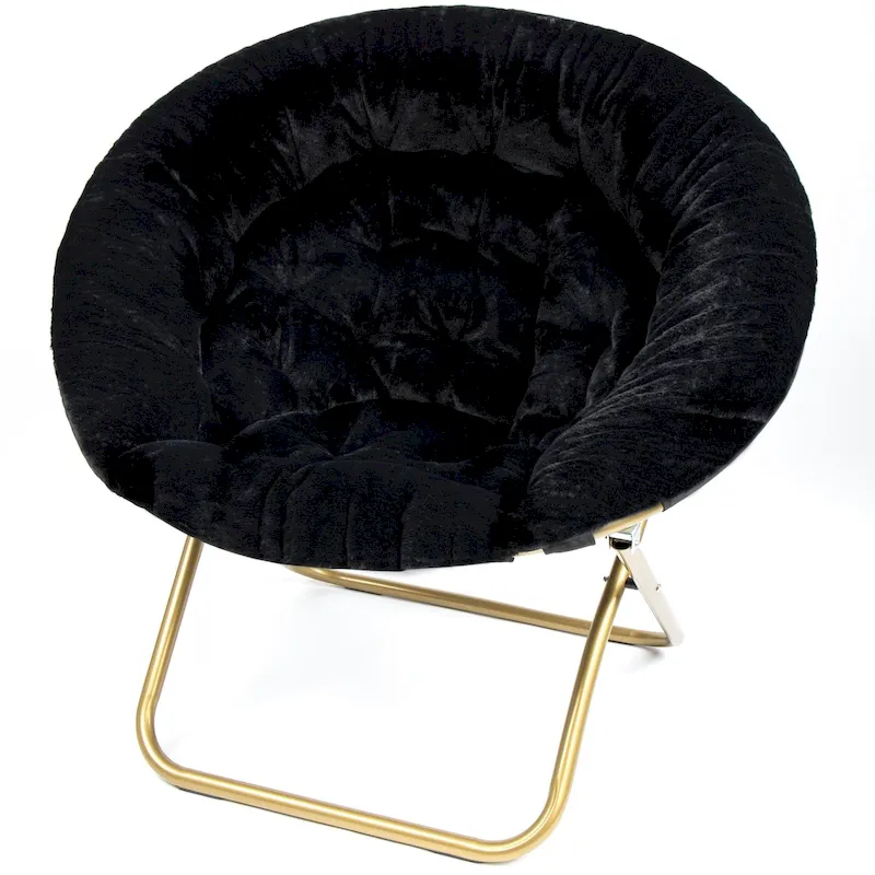 Black/Navy Blue/Grey/Pink/Blue/White/Red Faux Fur Saucer Chair, Foldable, 1-Person