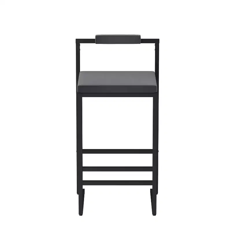 Velvet Upholstered Bar Stools Counter Height With Footrest Backrest Modern Dining Chairs Black Gray