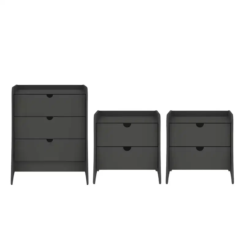 Manhattan Comfort 3pc Coney Dresser and Nightstand Bedroom Set