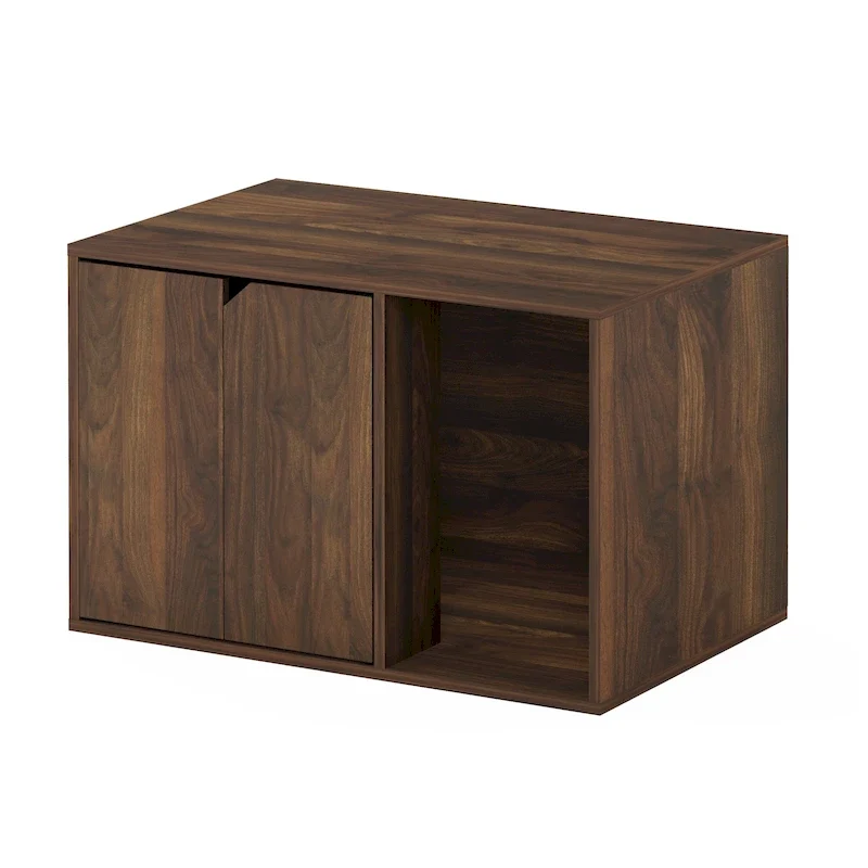 Small Litter Box Enclosure Cabinet with Storage – Columbia Walnut / Americano / Solid White / French Oak Grey, 1-Unit