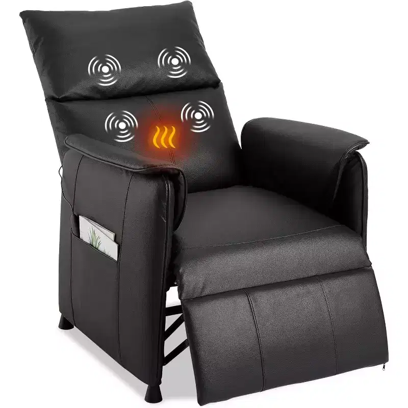 Electric Recliner Chair with Massage & Heat – PU Leather Sofa with Remote for Living Room