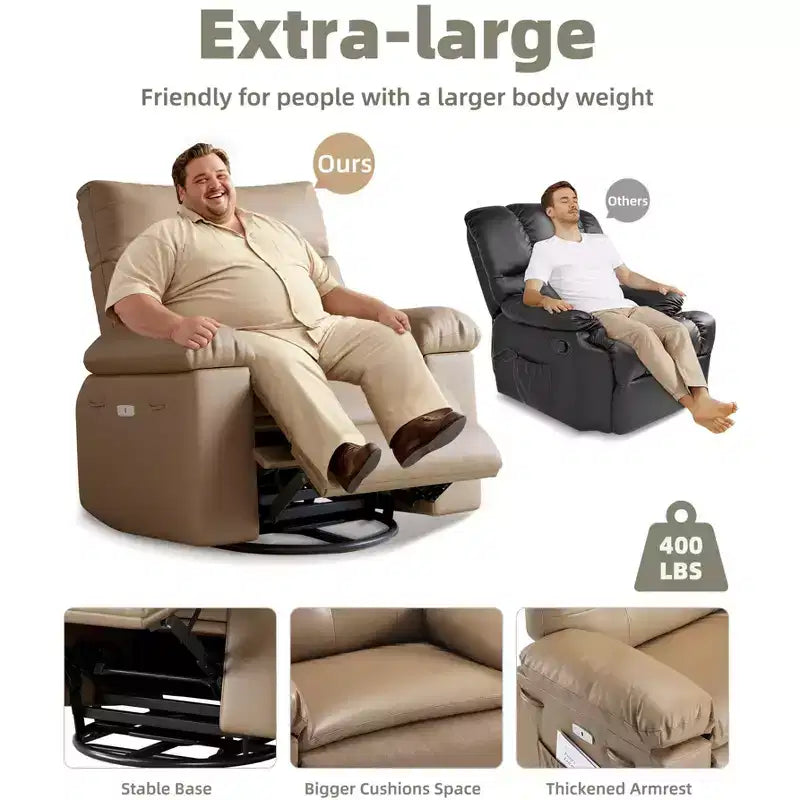 37.4 PU Leather Power Lift Recliner Chair, Adjustable Recliner, 1.5X Sponge Filling, Seat Width, Cup Holders, Ergonomic Single Sofa