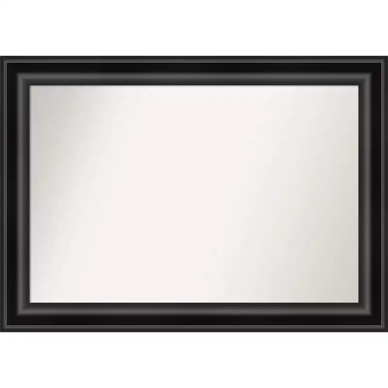 42" x 30" Non-Beveled Grand Black Wall Mirror - Amanti Art