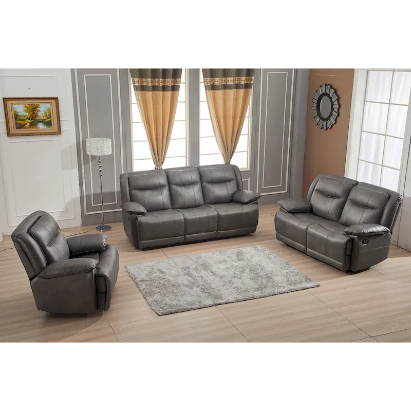 Betsy Furniture 3 Piece Bonded Leather Reclining Living Room Set, Sofa, Loveseat and Glider Chair